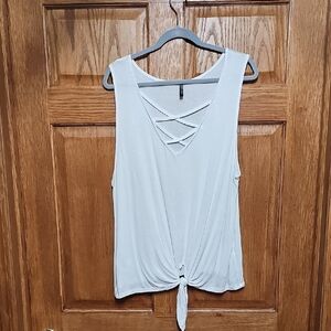 Splash White Sleeveless Tie Front Tank Top